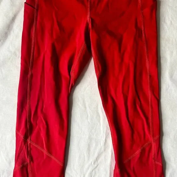 LULULEMON - RED FAST AND FREE CROP LEGGINGS - SIZE 6 - Picture 2 of 8